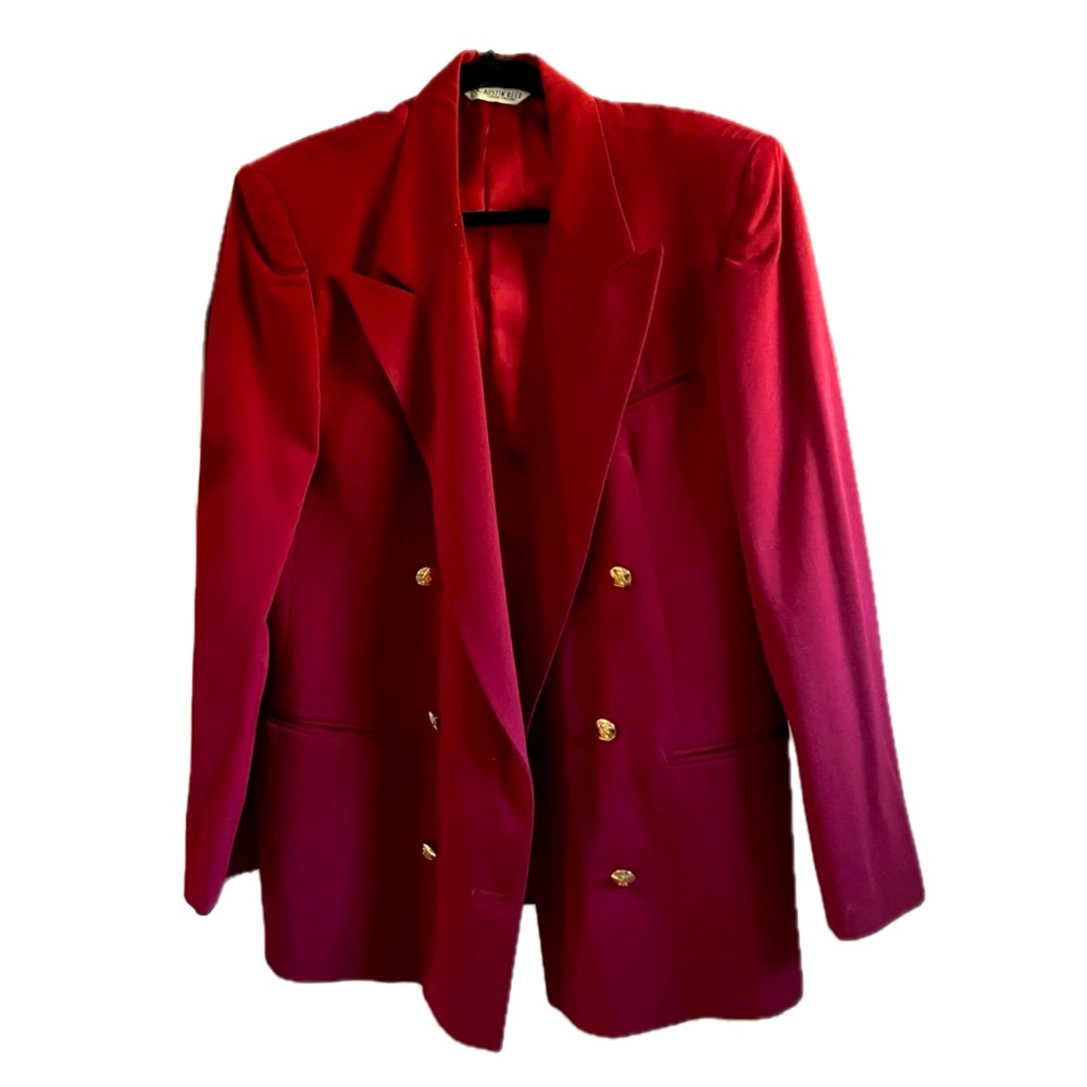 Austin Reed pure Wool Deep Red Blazer with Front Pockets and Brass Buttons